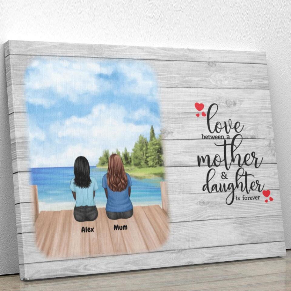 Love Between A Mother & Daughter Sea View Canvas Print